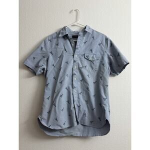 Polo Ralph Lauren Short Sleeve Shirt Blue Cotton Oxford Shirt Size L